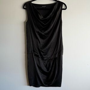 Laila Azhar black silk draped cocktail dress size 4